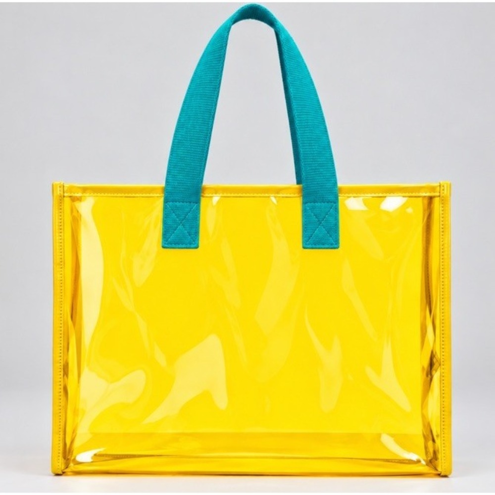 Premium Large Capacity Transparent 16x18 Clear Yellow Tote Bag Shoulder Handbag